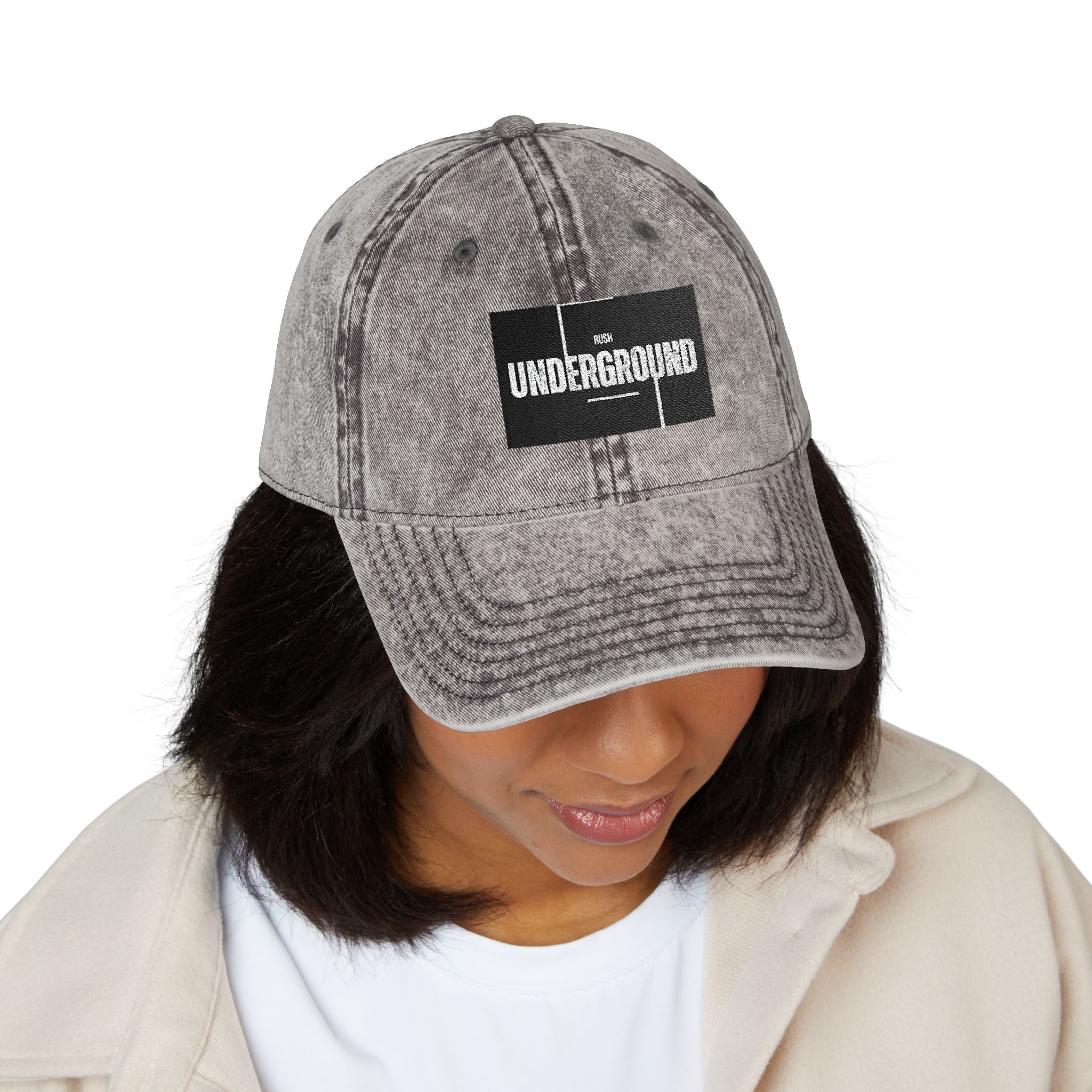 Vintage Embroidered Cap — 'Underground' Patch Distressed Baseball Hat