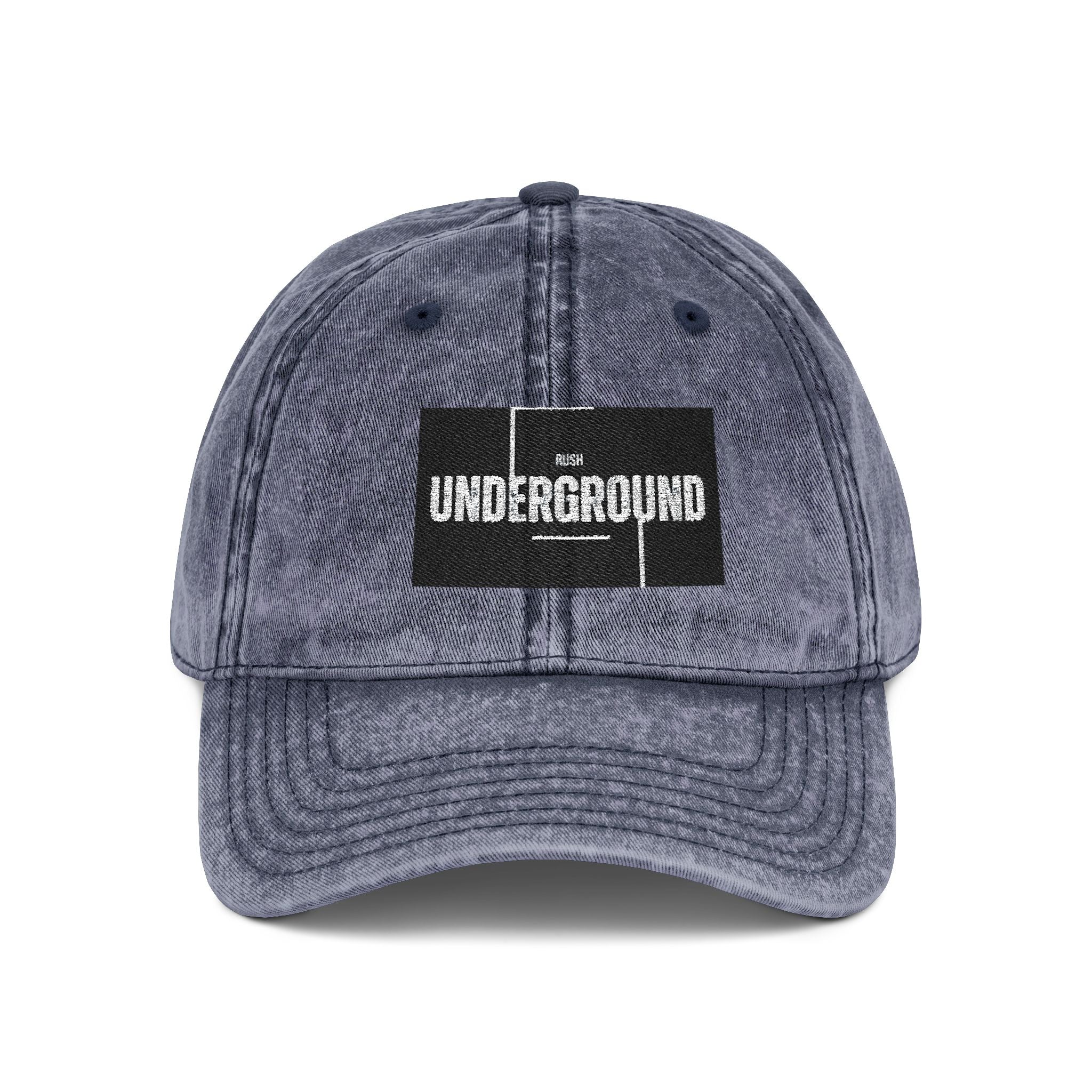 Vintage Embroidered Cap — 'Underground' Patch Distressed Baseball Hat