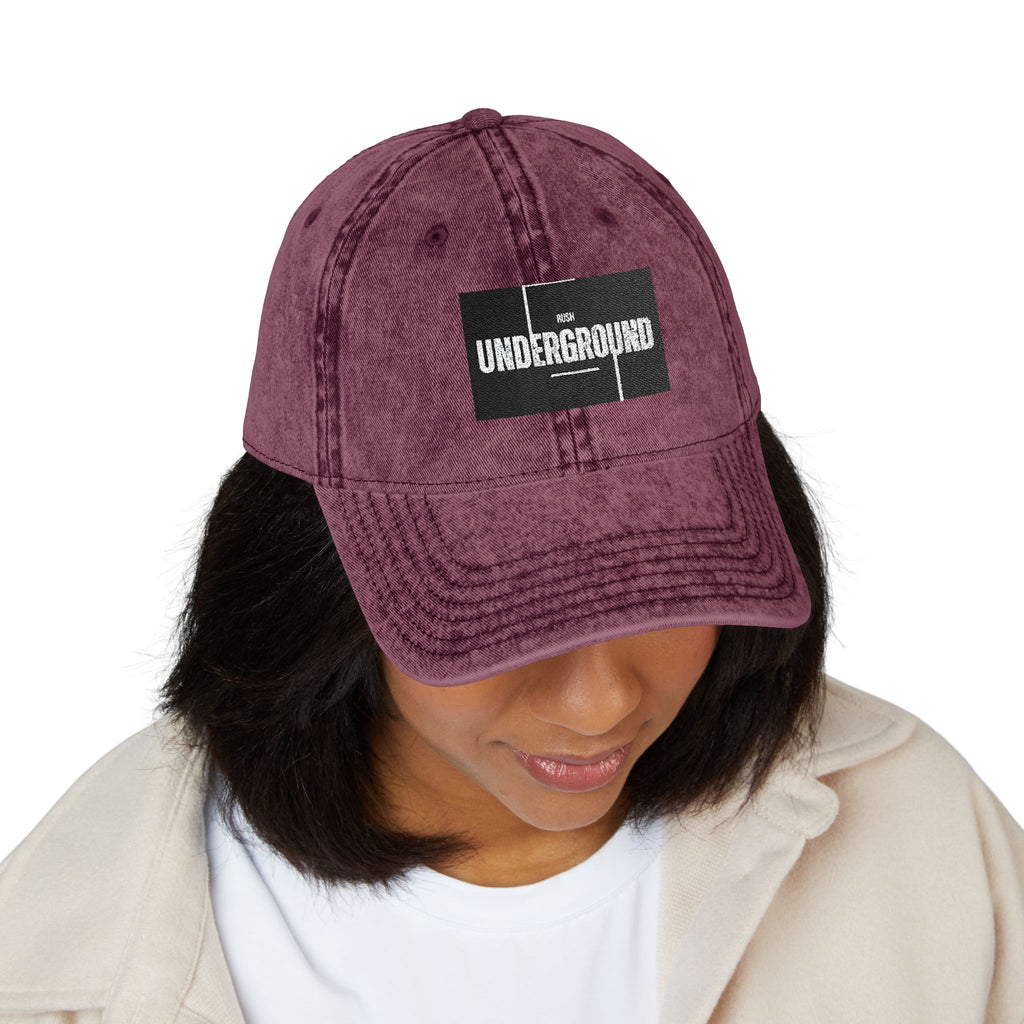 Vintage Embroidered Cap — 'Underground' Patch Distressed Baseball Hat