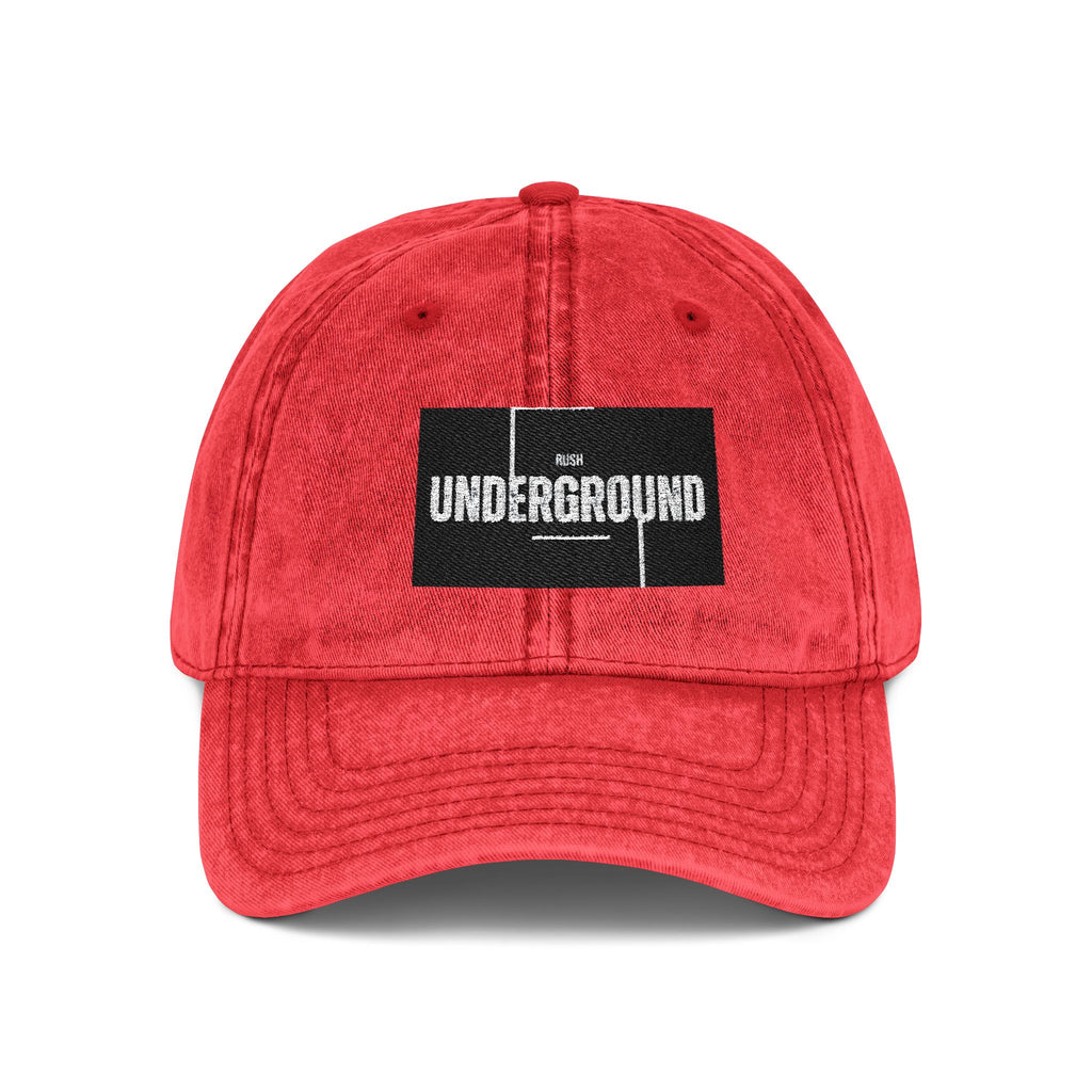 Vintage Embroidered Cap — 'Underground' Patch Distressed Baseball Hat