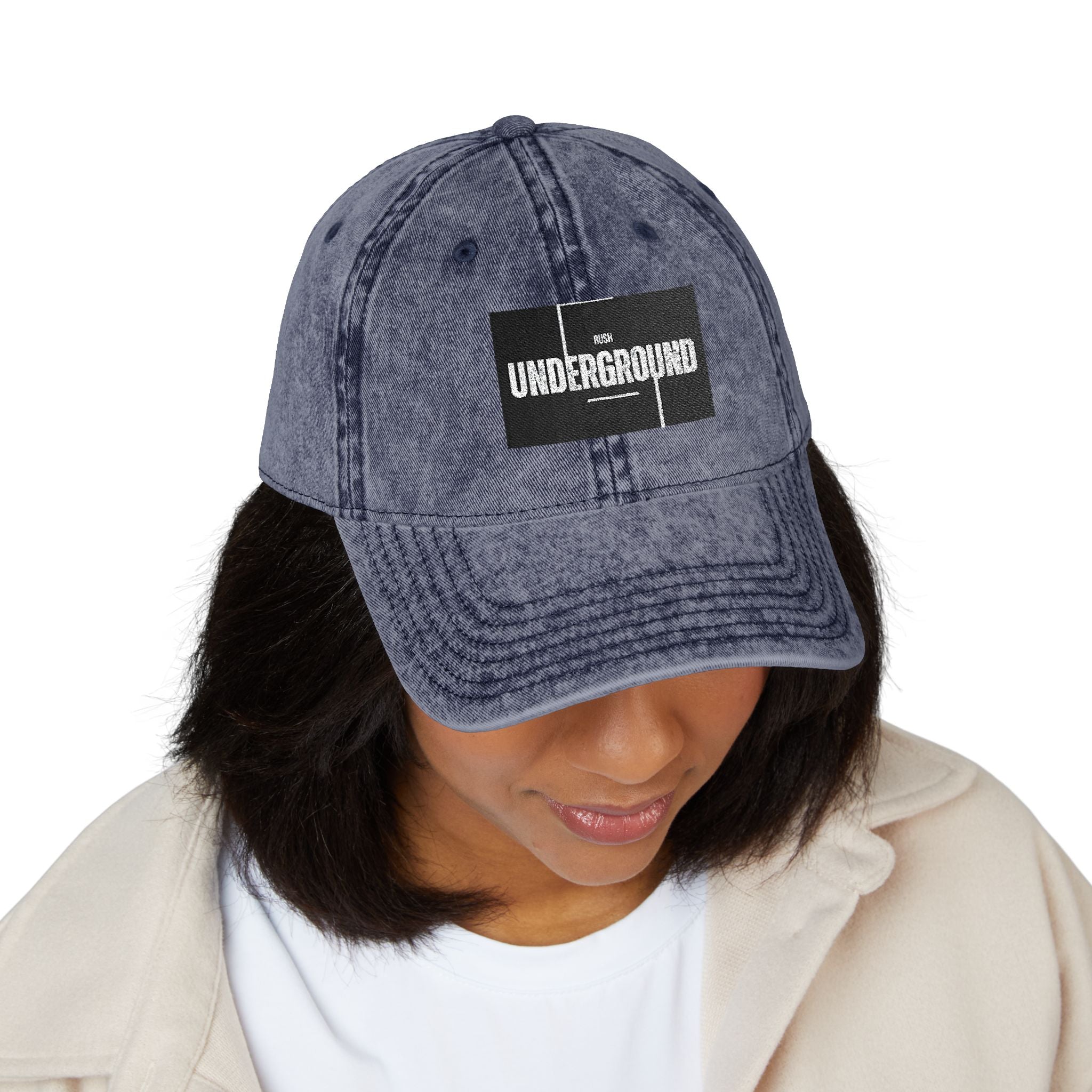 Vintage Embroidered Cap — 'Underground' Patch Distressed Baseball Hat