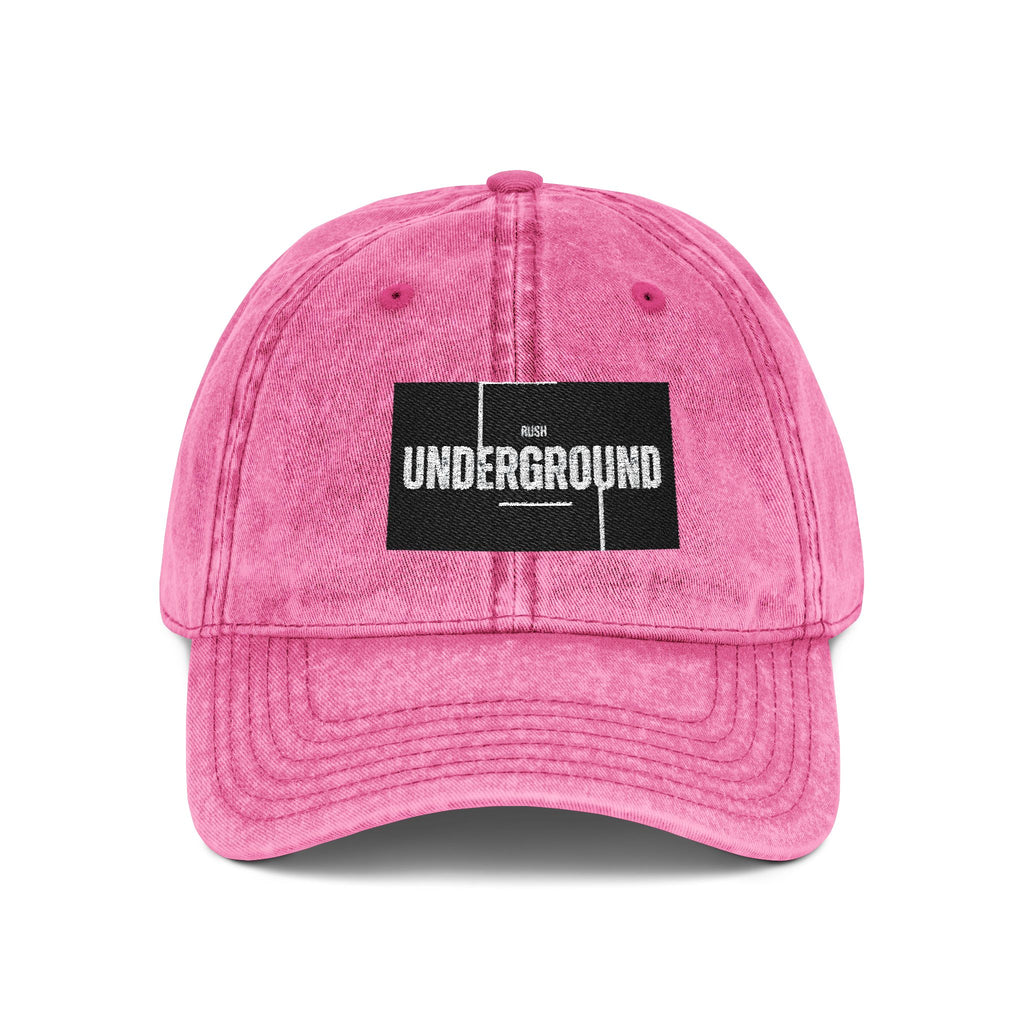 Vintage Embroidered Cap — 'Underground' Patch Distressed Baseball Hat