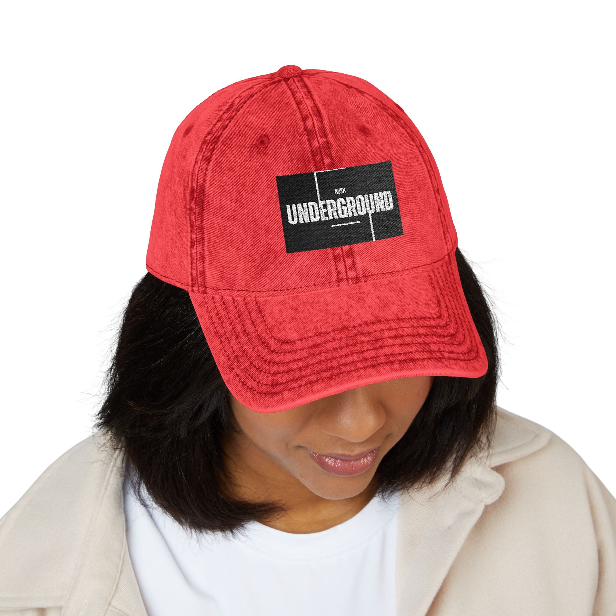 Vintage Embroidered Cap — 'Underground' Patch Distressed Baseball Hat