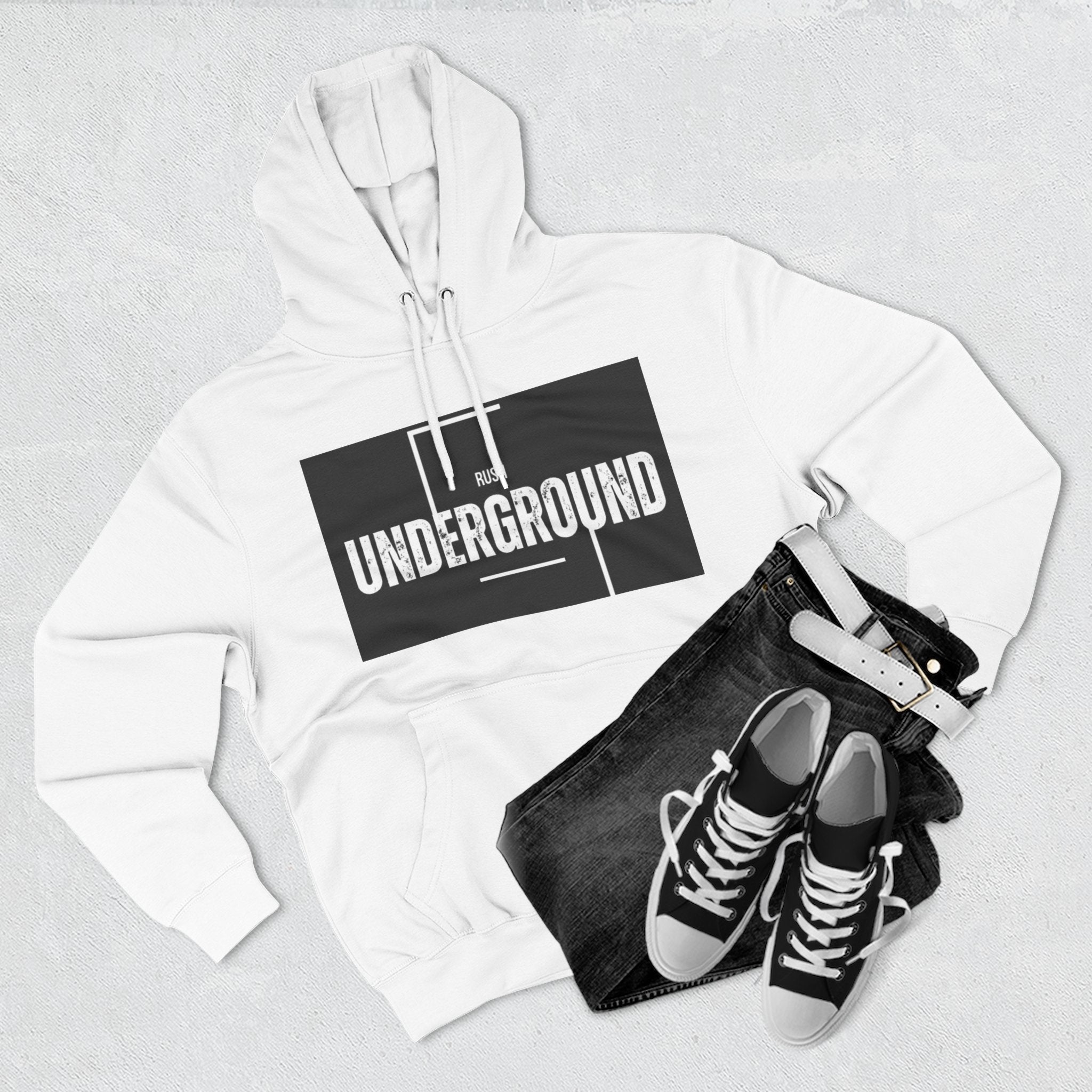 Underground Graphic Fleece Hoodie, Streetwear, Casual Style, Gift for Music Lovers, Comfortable Layering Piece, Unique Hoodie Design