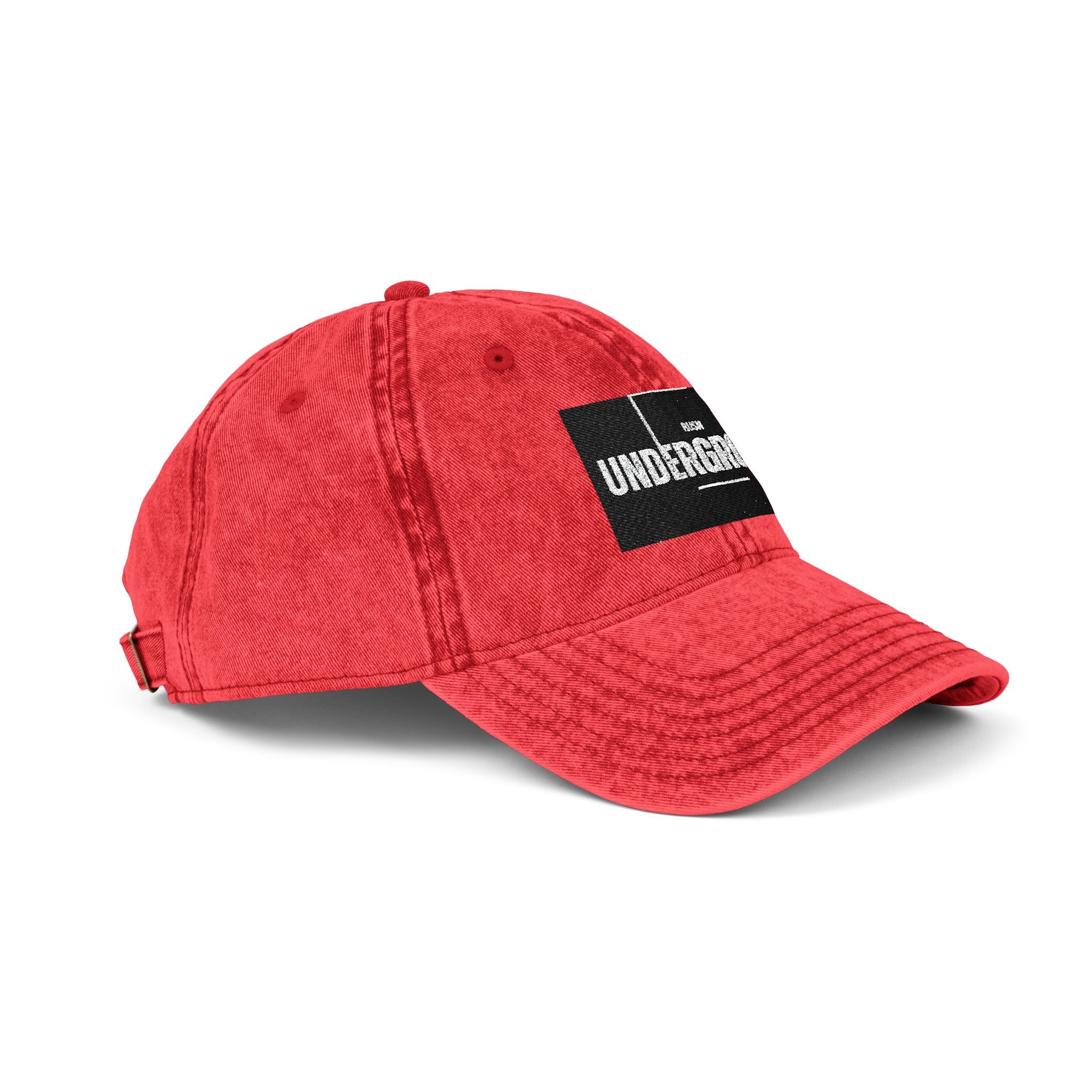 Vintage Embroidered Cap — 'Underground' Patch Distressed Baseball Hat