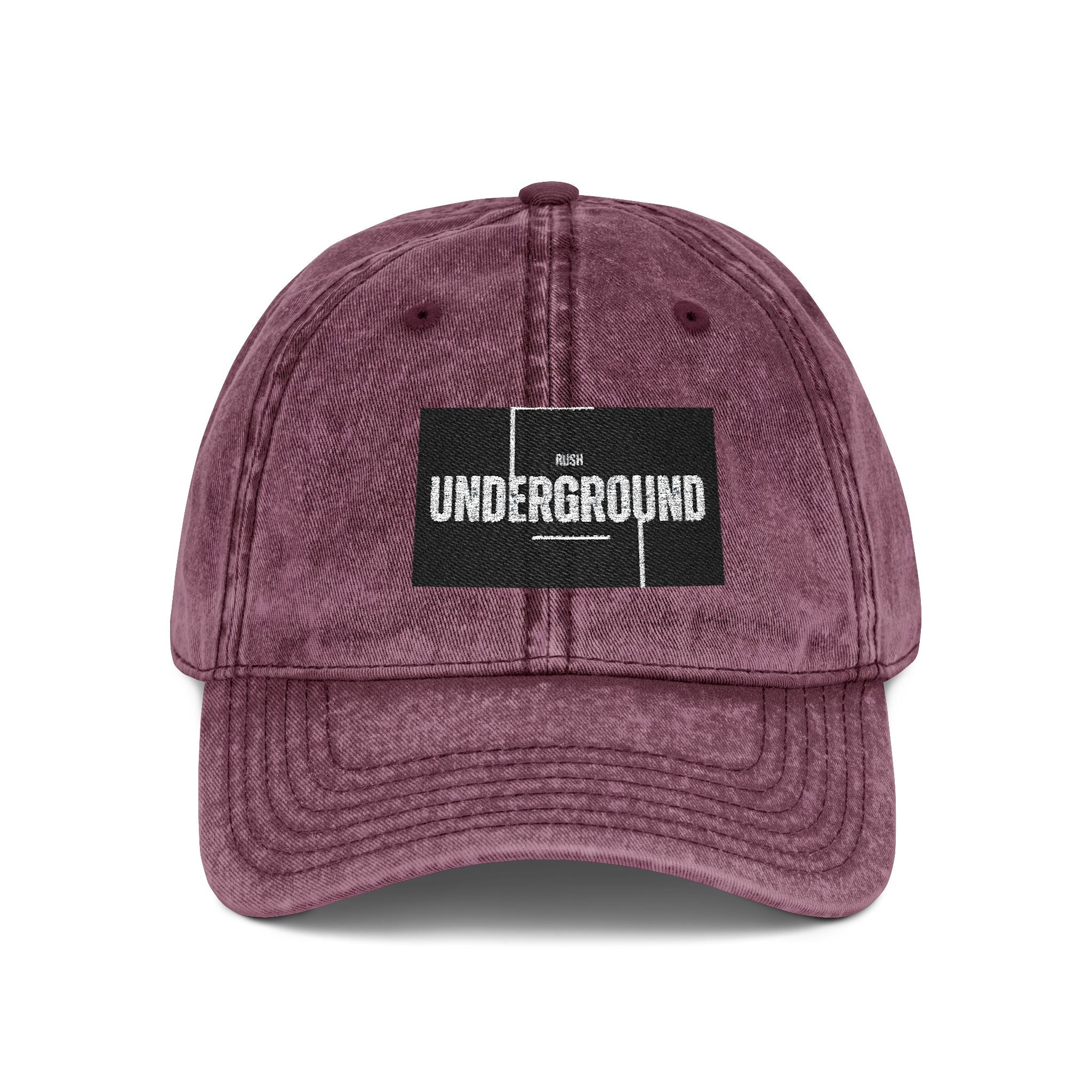 Vintage Embroidered Cap — 'Underground' Patch Distressed Baseball Hat