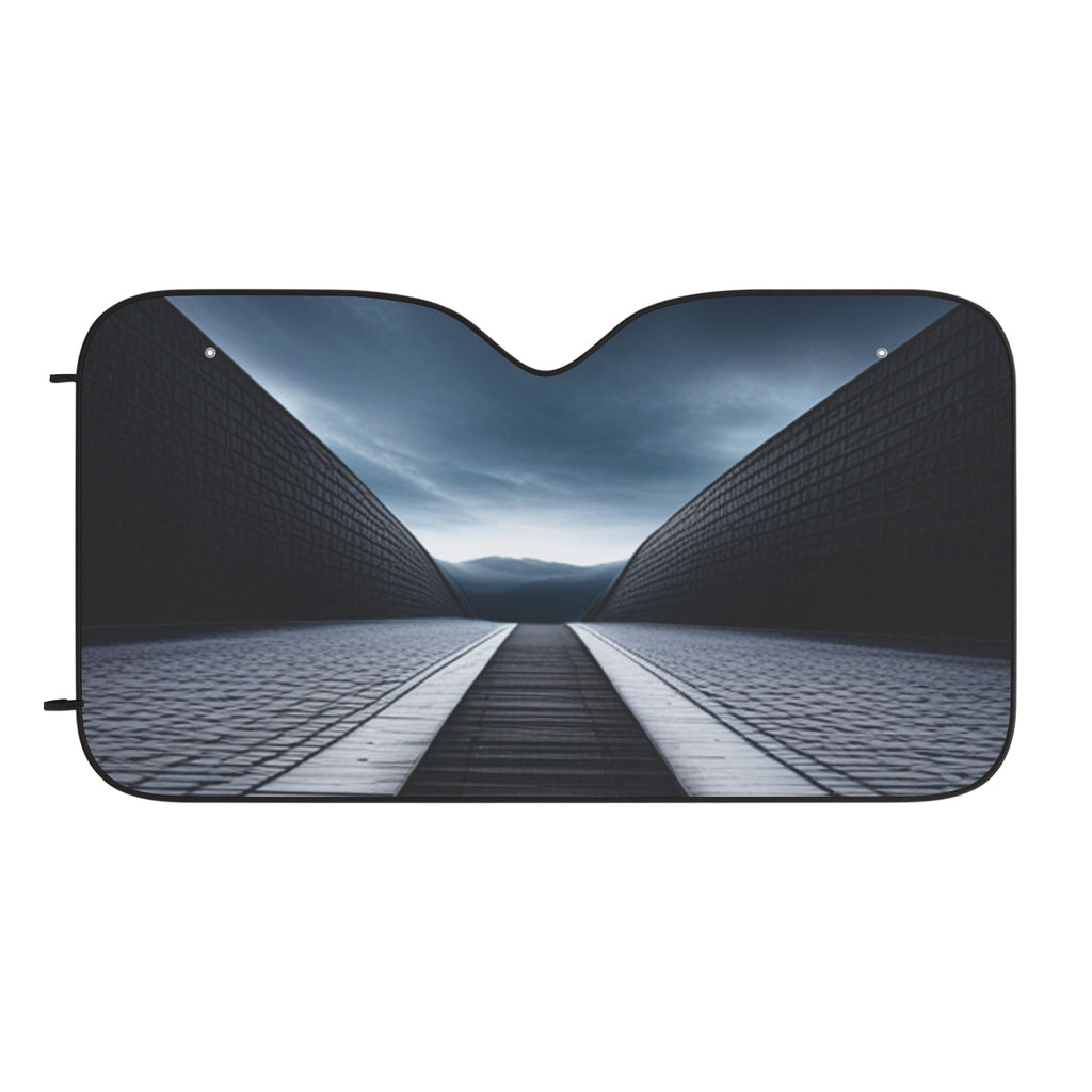 Car Sun Shade — Futuristic Skyline Design Sunshield for Windshield