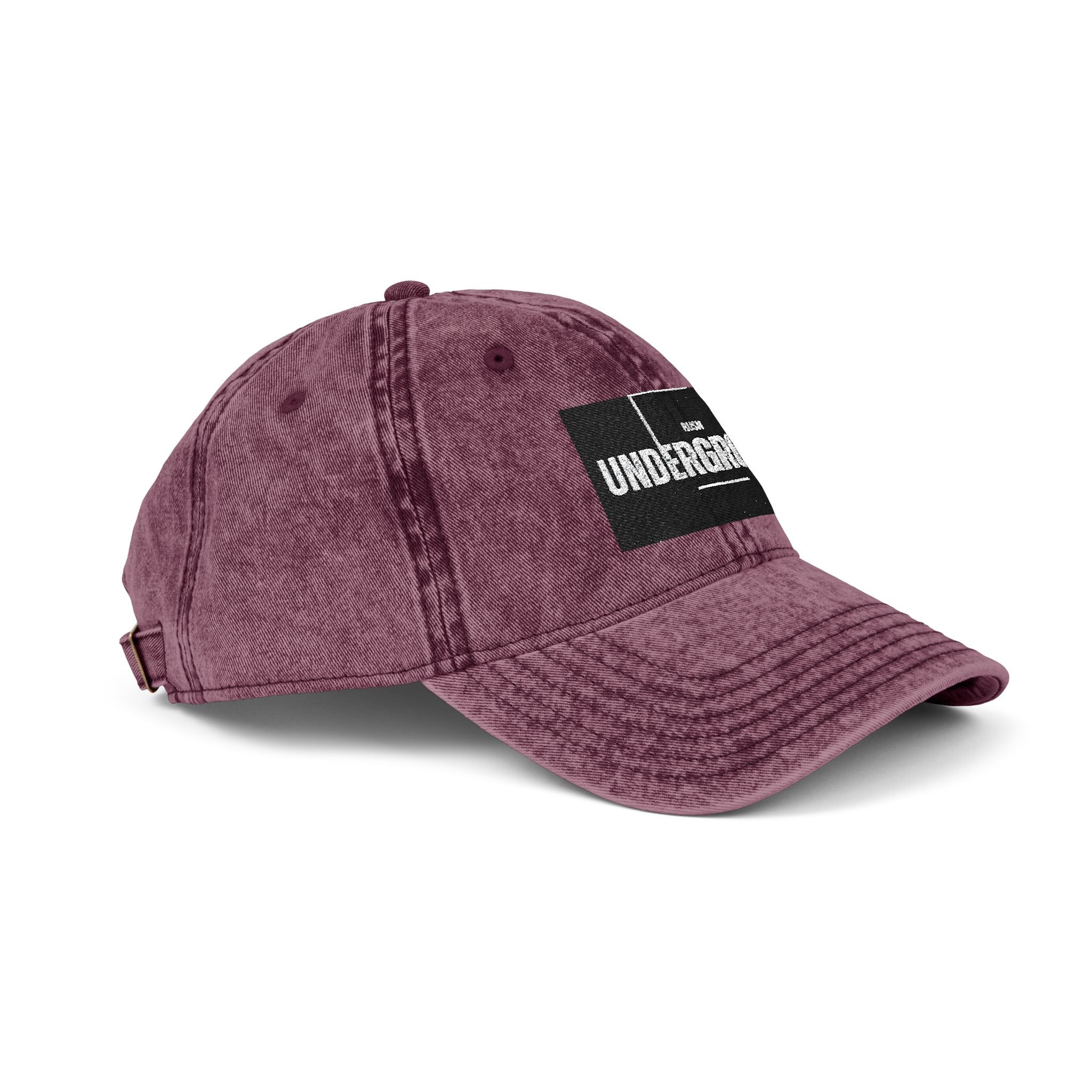 Vintage Embroidered Cap — 'Underground' Patch Distressed Baseball Hat