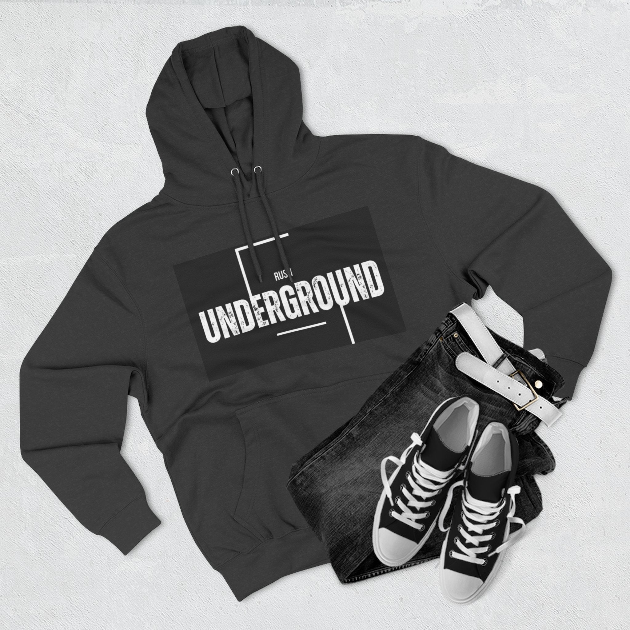 Underground Graphic Fleece Hoodie, Streetwear, Casual Style, Gift for Music Lovers, Comfortable Layering Piece, Unique Hoodie Design