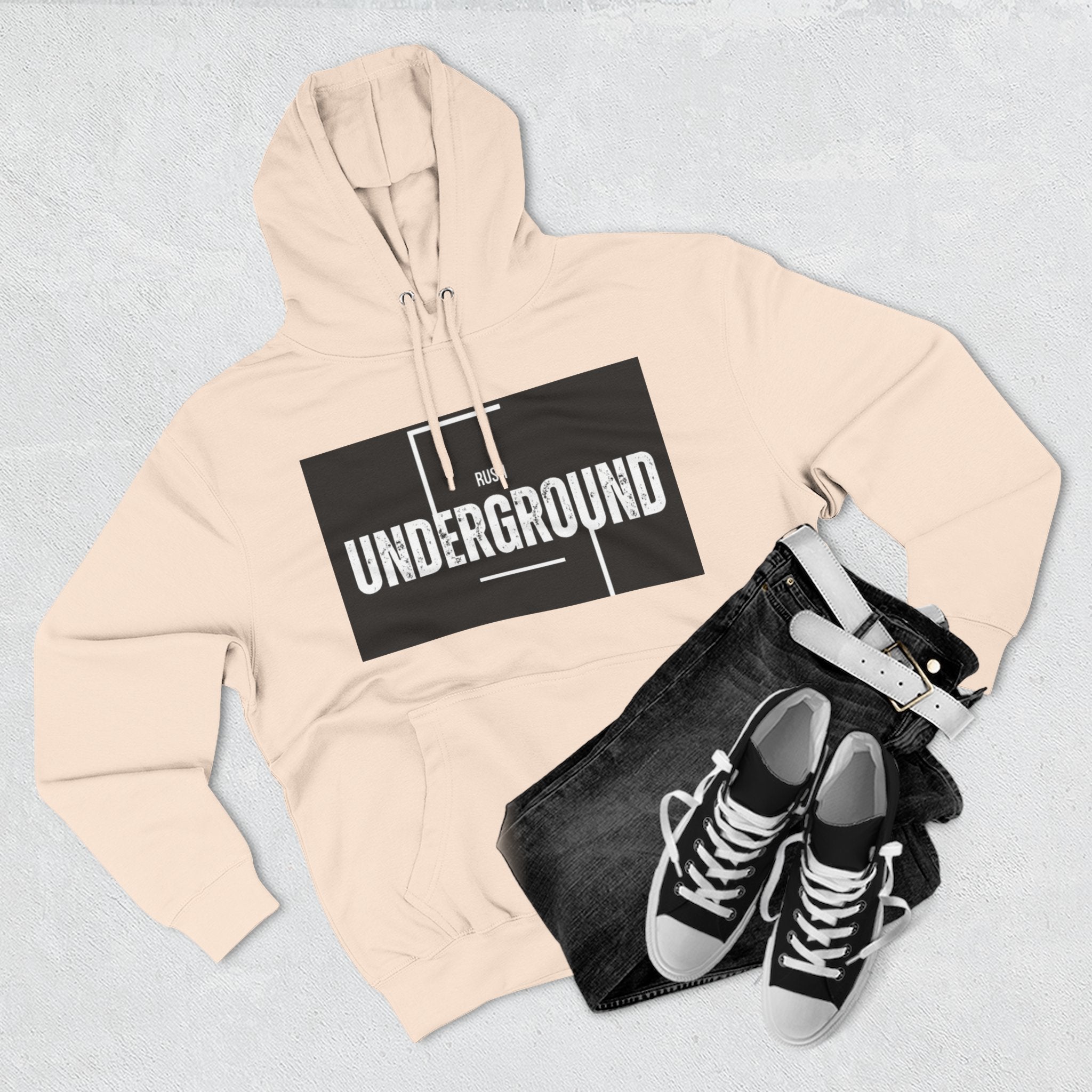Underground Graphic Fleece Hoodie, Streetwear, Casual Style, Gift for Music Lovers, Comfortable Layering Piece, Unique Hoodie Design