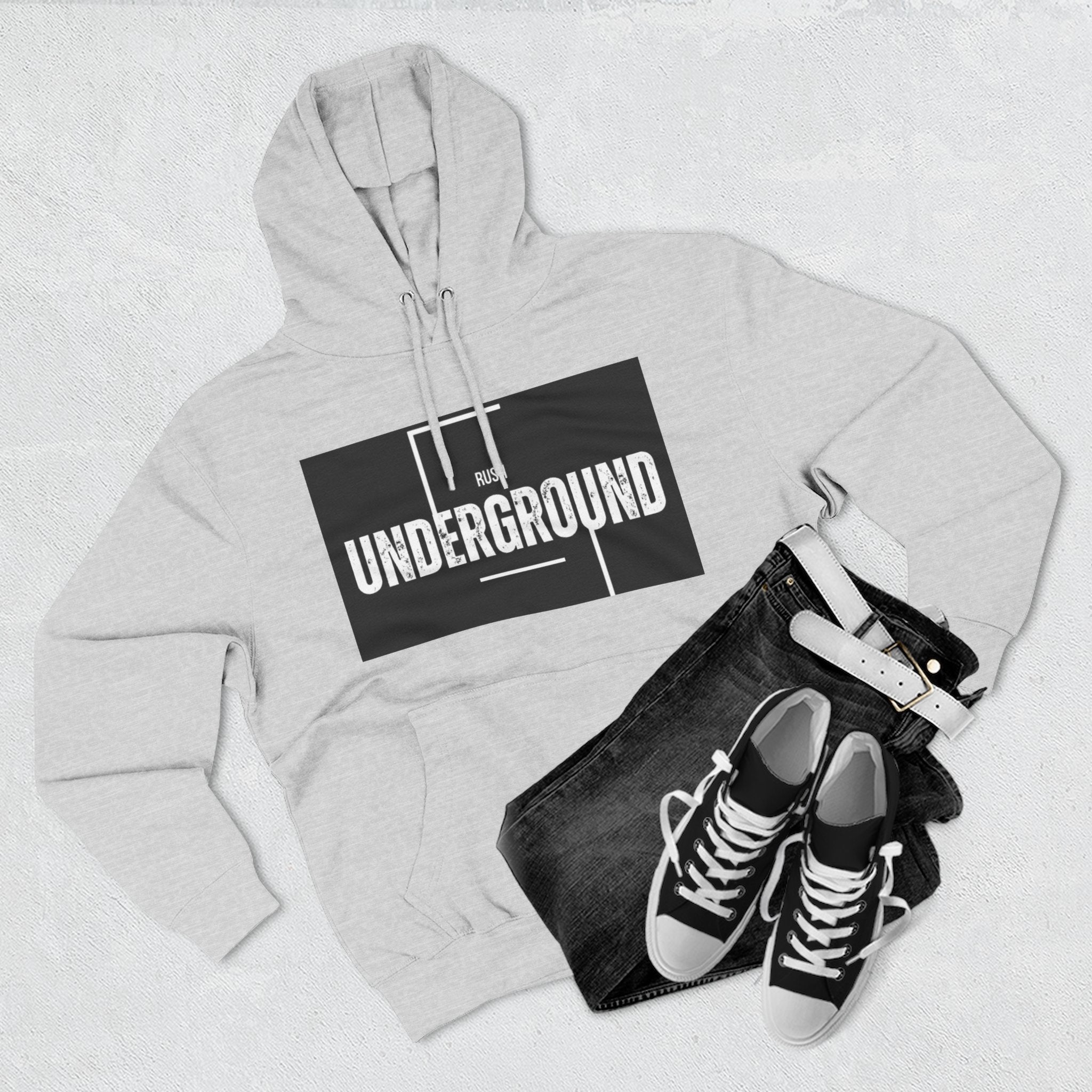 Underground Graphic Fleece Hoodie, Streetwear, Casual Style, Gift for Music Lovers, Comfortable Layering Piece, Unique Hoodie Design