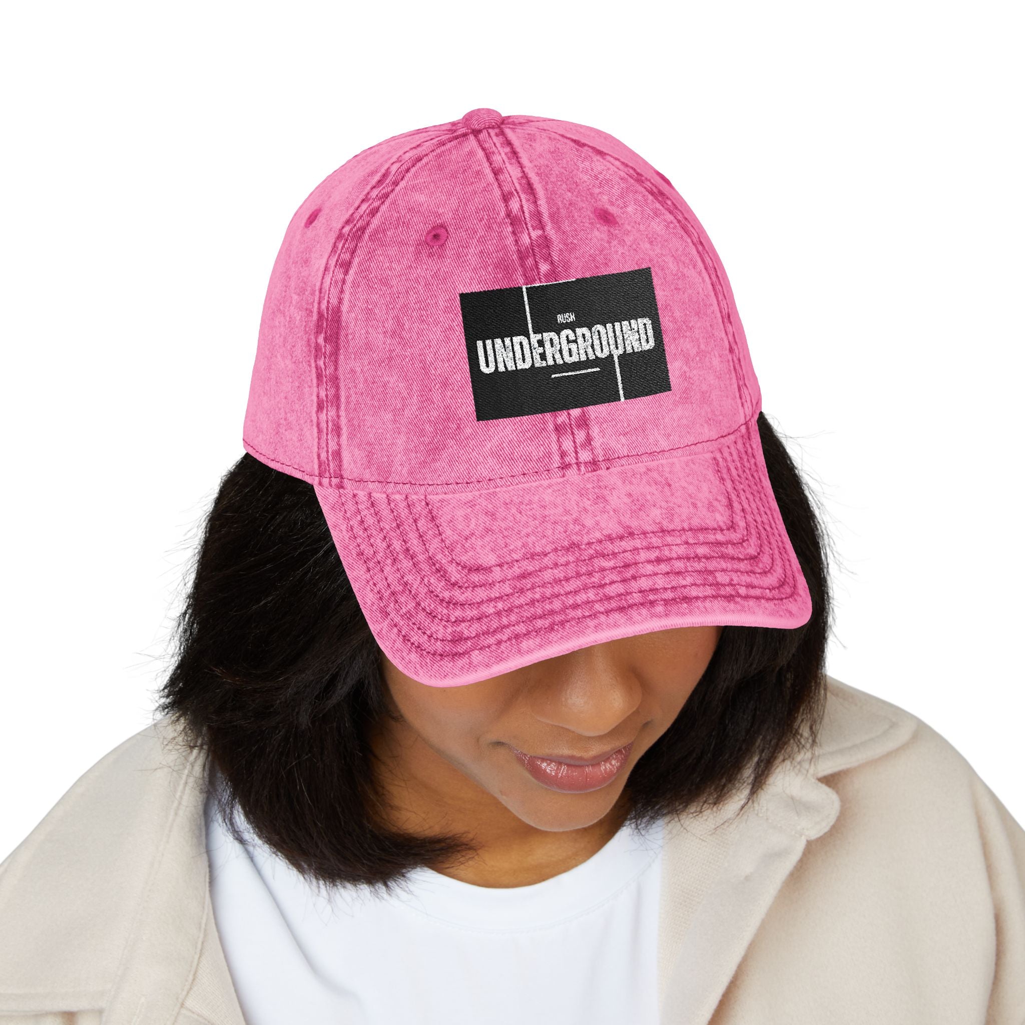 Vintage Embroidered Cap — 'Underground' Patch Distressed Baseball Hat