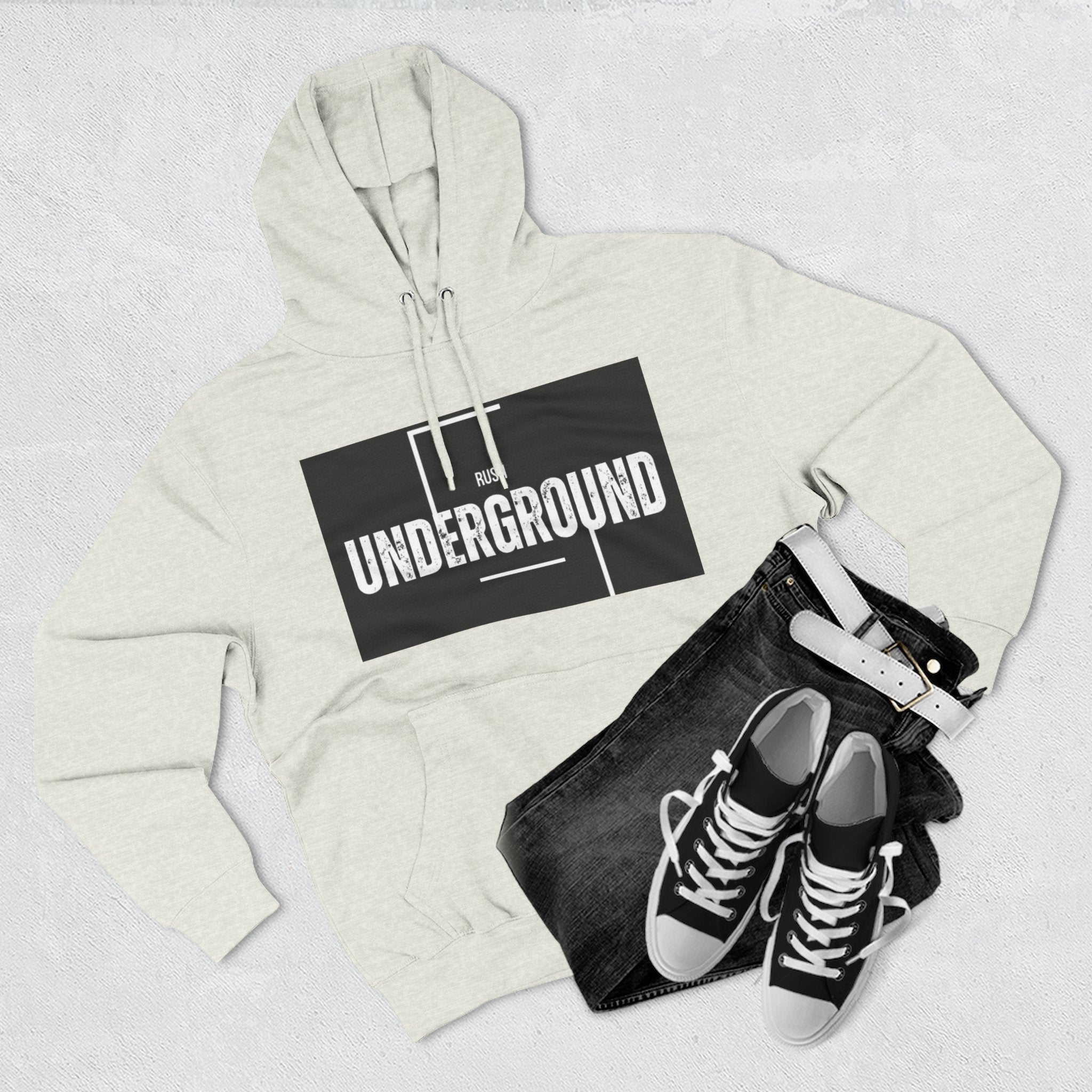 Underground Graphic Fleece Hoodie, Streetwear, Casual Style, Gift for Music Lovers, Comfortable Layering Piece, Unique Hoodie Design