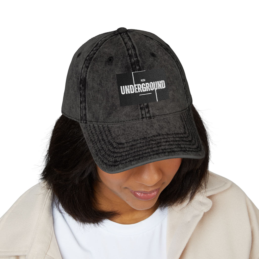 Vintage Embroidered Cap — 'Underground' Patch Distressed Baseball Hat